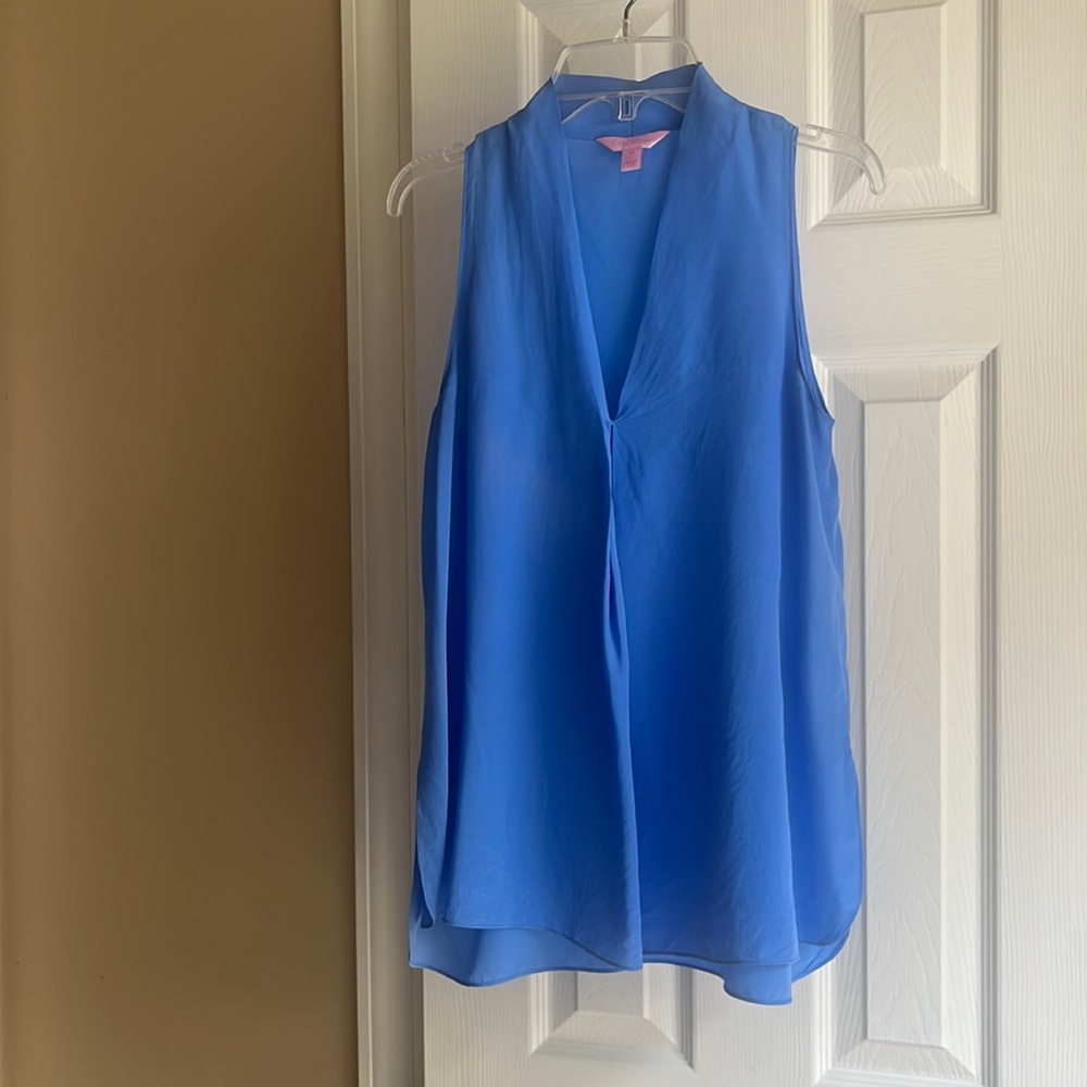 Lilly Pulitzer blue silk xs top blouse 0 2